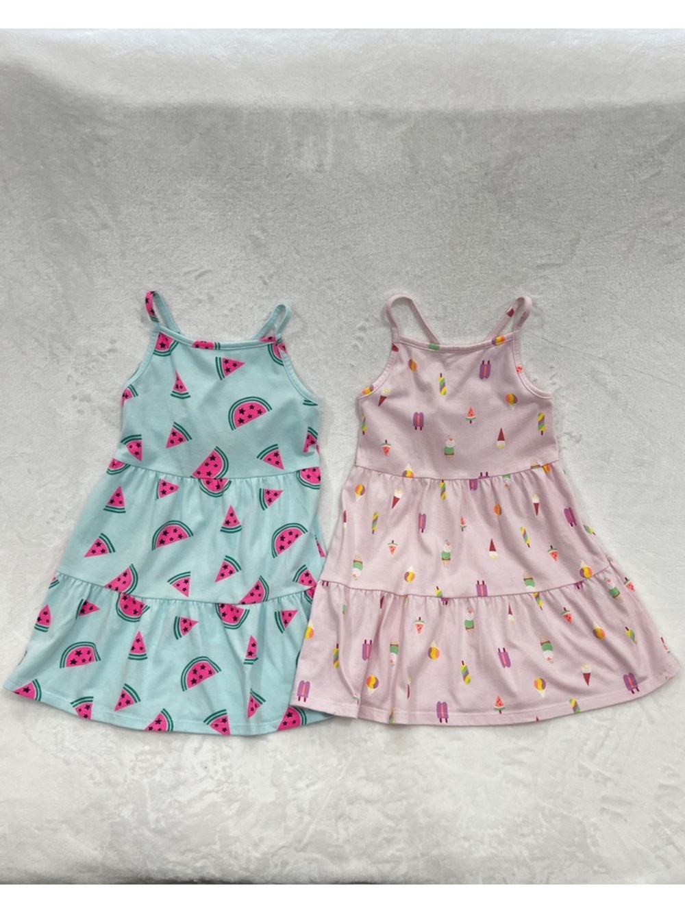 Lot of Two Dress Cat & Jack Size XS (4/5) Girls Toddler Pink Blue Watermelon